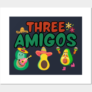 Tres Amigos Avocados Funny Cinco De Mayo Fiesta Mexican Posters and Art